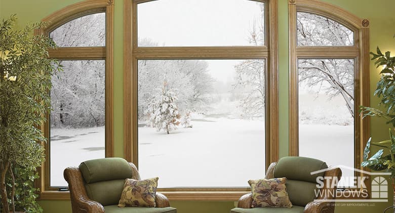 Viewing a winter's day from inside a home through Stanek windows