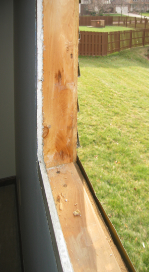existing wood window removed back to studs