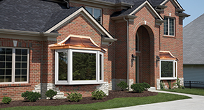 Bay windows with white trim