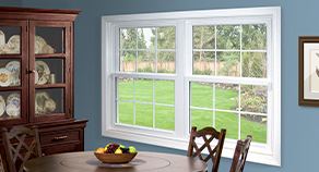 Double hung windows from the inside of a home