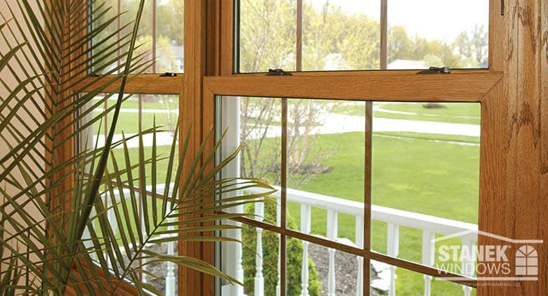 Wood Grain Interior Double-Hung Window